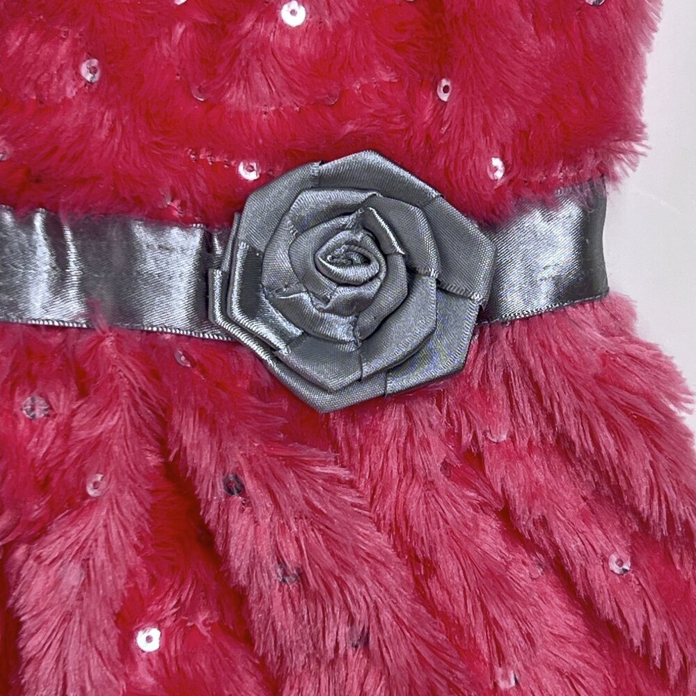 Little Lass Girls' Melon Pink Orange Faux Fur Vest Sparkle Buttons Rose Size 5 - Picture 2 of 5